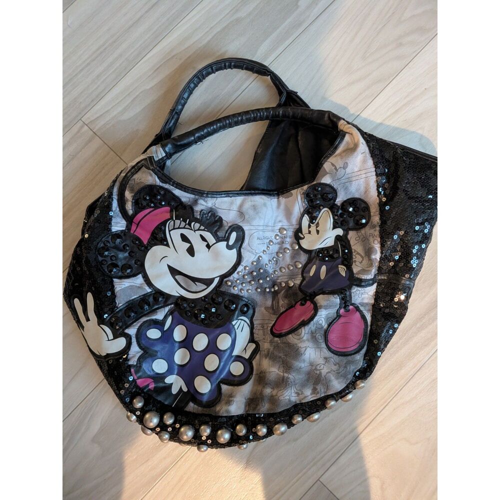 Disney Minnie Mouse Loop Hobo Purse Sequin Rhinestone Pearl Embellished Bag